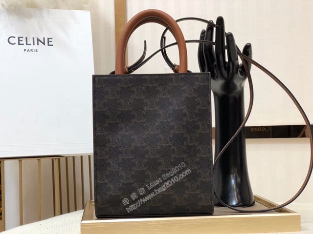 Celine專櫃2022春夏新色MiNi號豎款手袋 賽琳CABAS TRIOMPHE帆布迷你手提托特包 sldj2362